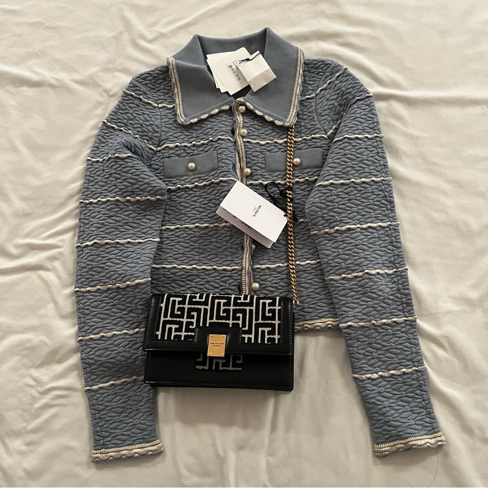 SOLD BNWT Balmain Mini 1945 Monogram Jacquard Bag Crossbody $1695 - Picture 11 of 15